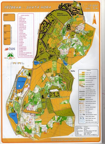 Ukázka výukové mapy pro orientační běh (zdroj: http://skipribram.cz)