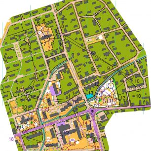 Mapa se variantami mužských úseků na MČR sprintových štafet